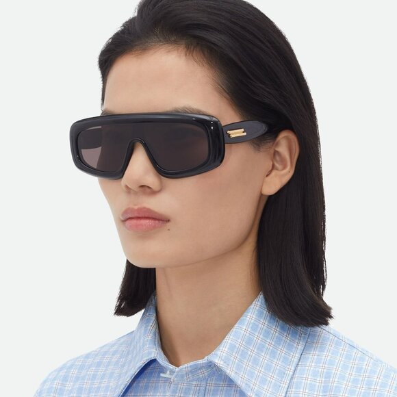 Bottega Veneta Shield Sunglasses – Black Frame / Grey Lens (BV1281S 001) - Picture 13 of 13